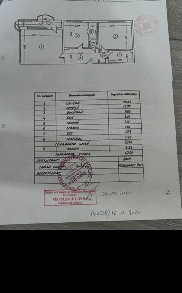 Sebastian, 2 camere 63 mp, decomandat.